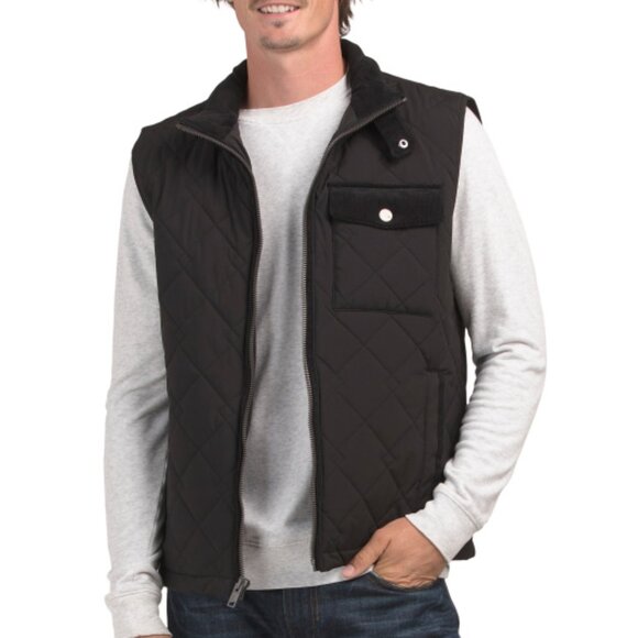 ANDREW MARC Barnet Quilted Vest With Corduroy Contrast - Picture 2 of 3